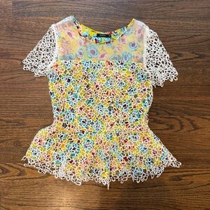 Moma Yellow Floral with Lace Overlay